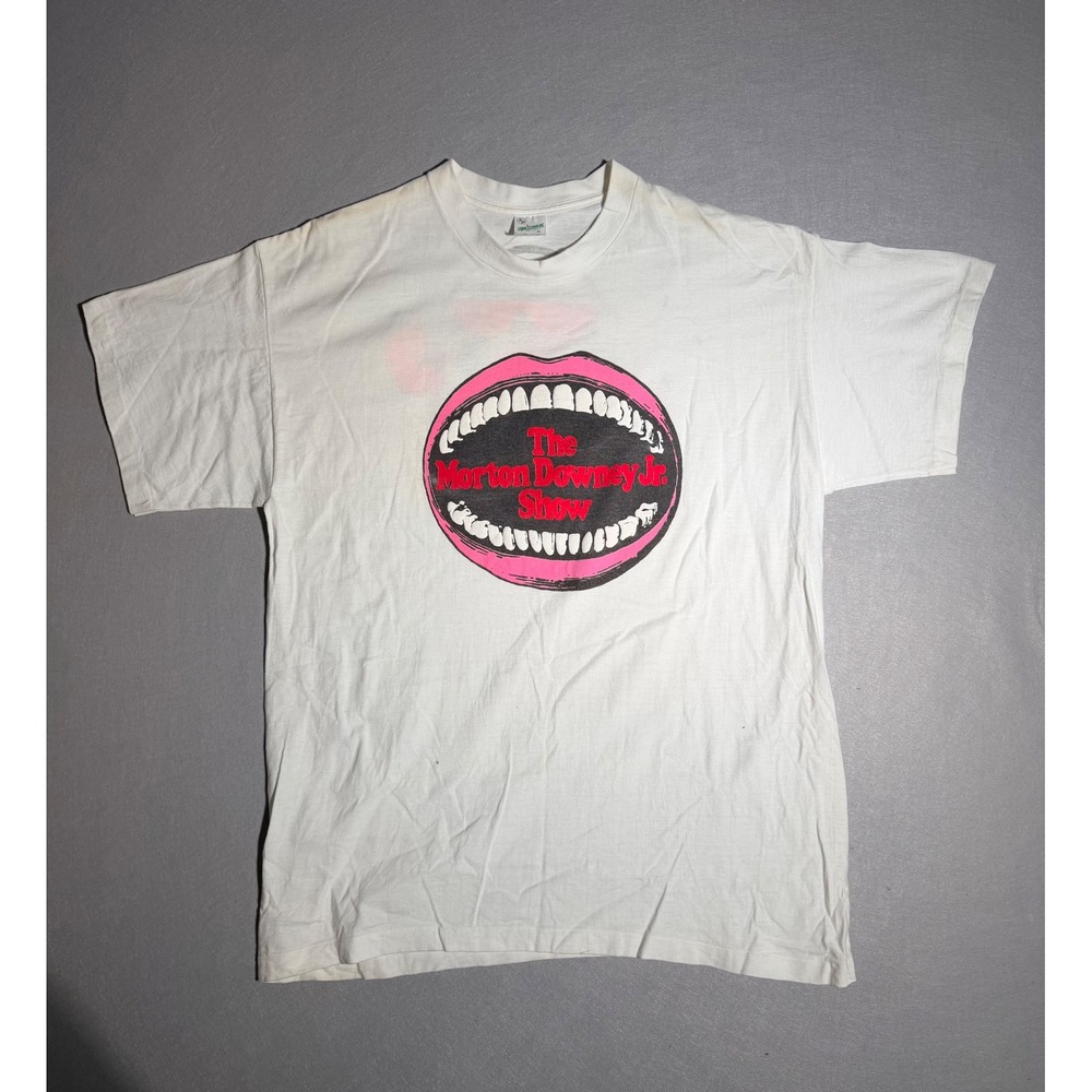 1980s Vintage RP Sportswear Morton Downey Jr Show Mens XL White Graphic T-Shirt